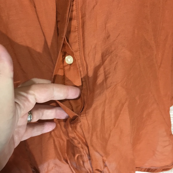 Ann Taylor Loft softened orange small button 3/4 - Picture 5 of 8
